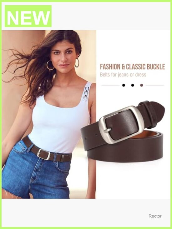 2-Pack Faux Leather Belts for Women Adjustable Waist Belt Detachable Buckle